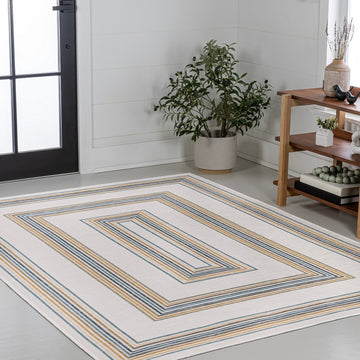Argo Classic Nautical Mitre Stripe Reversible Machine-Washable Indoor/Outdoor Area Rug